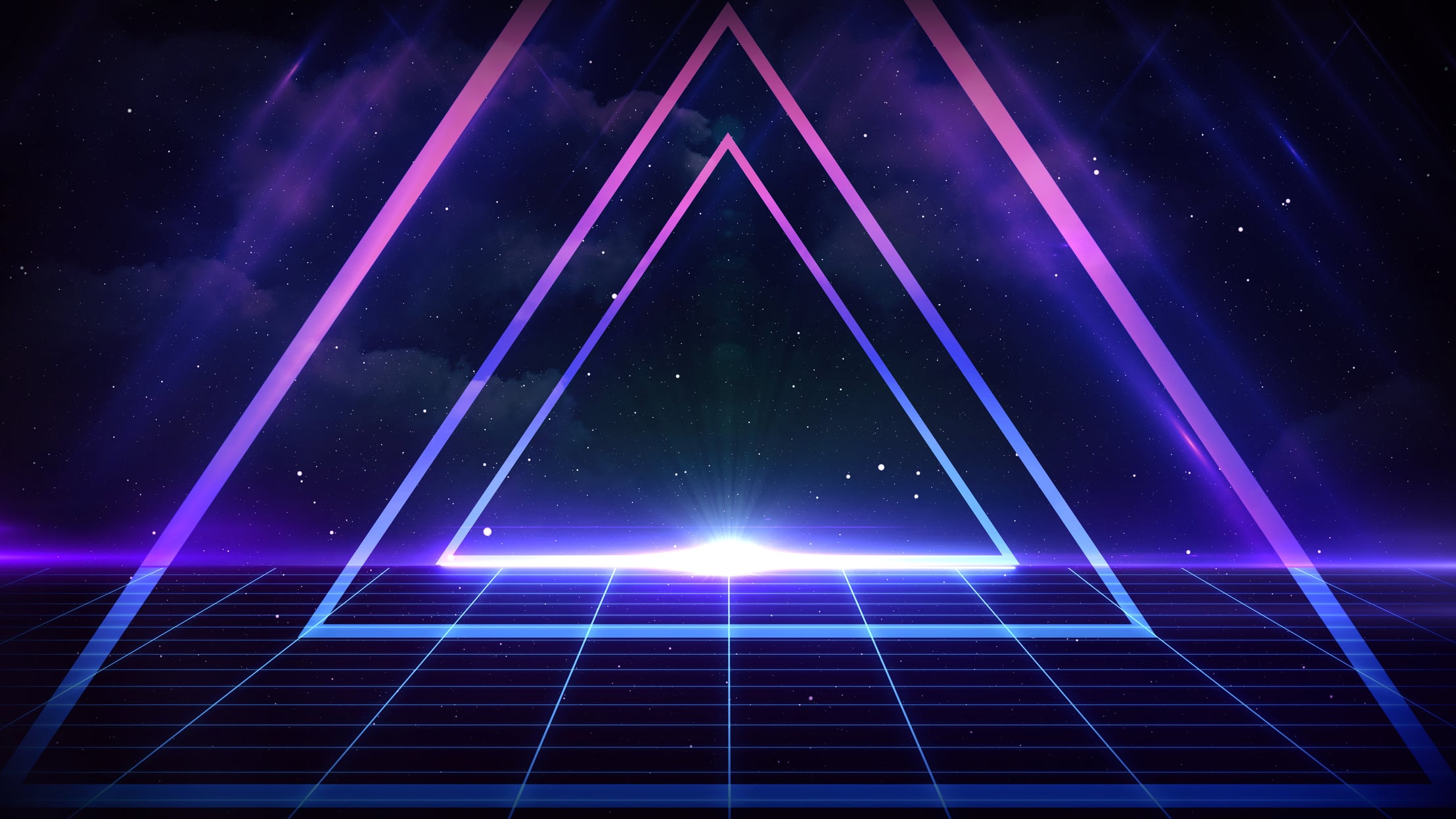 Retro Sci-Fi Triangle Background Futuristic Grid Landscape